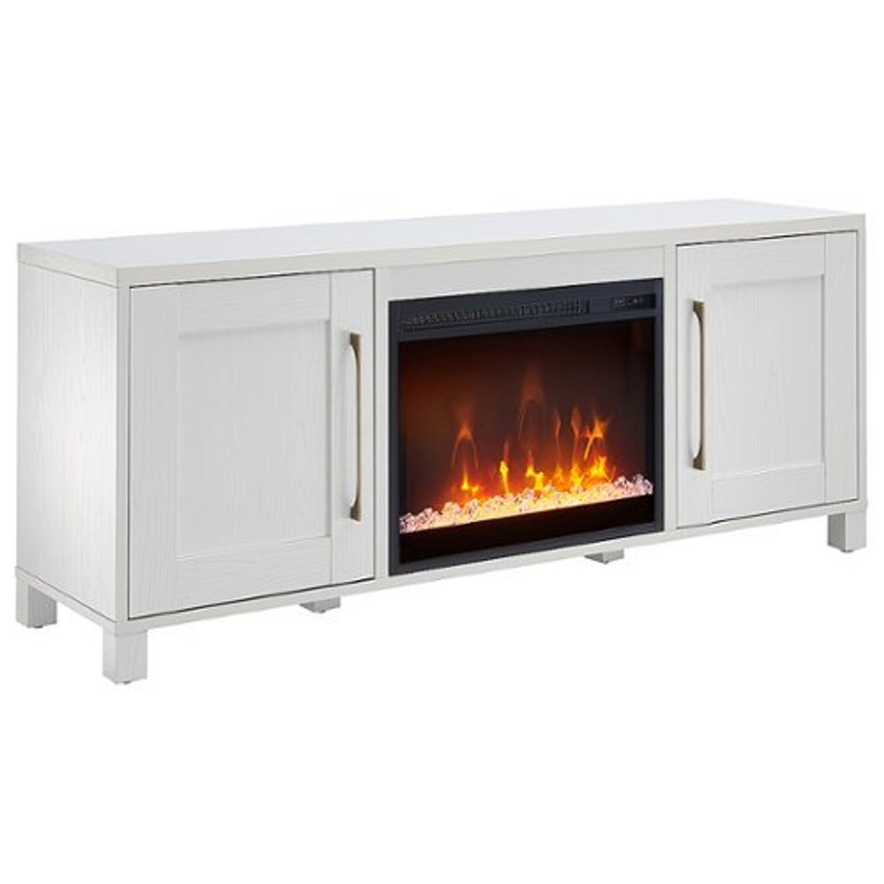 Camden&Wells - Chabot Crystal Fireplace TV Stand for TVs up to 65" - White
