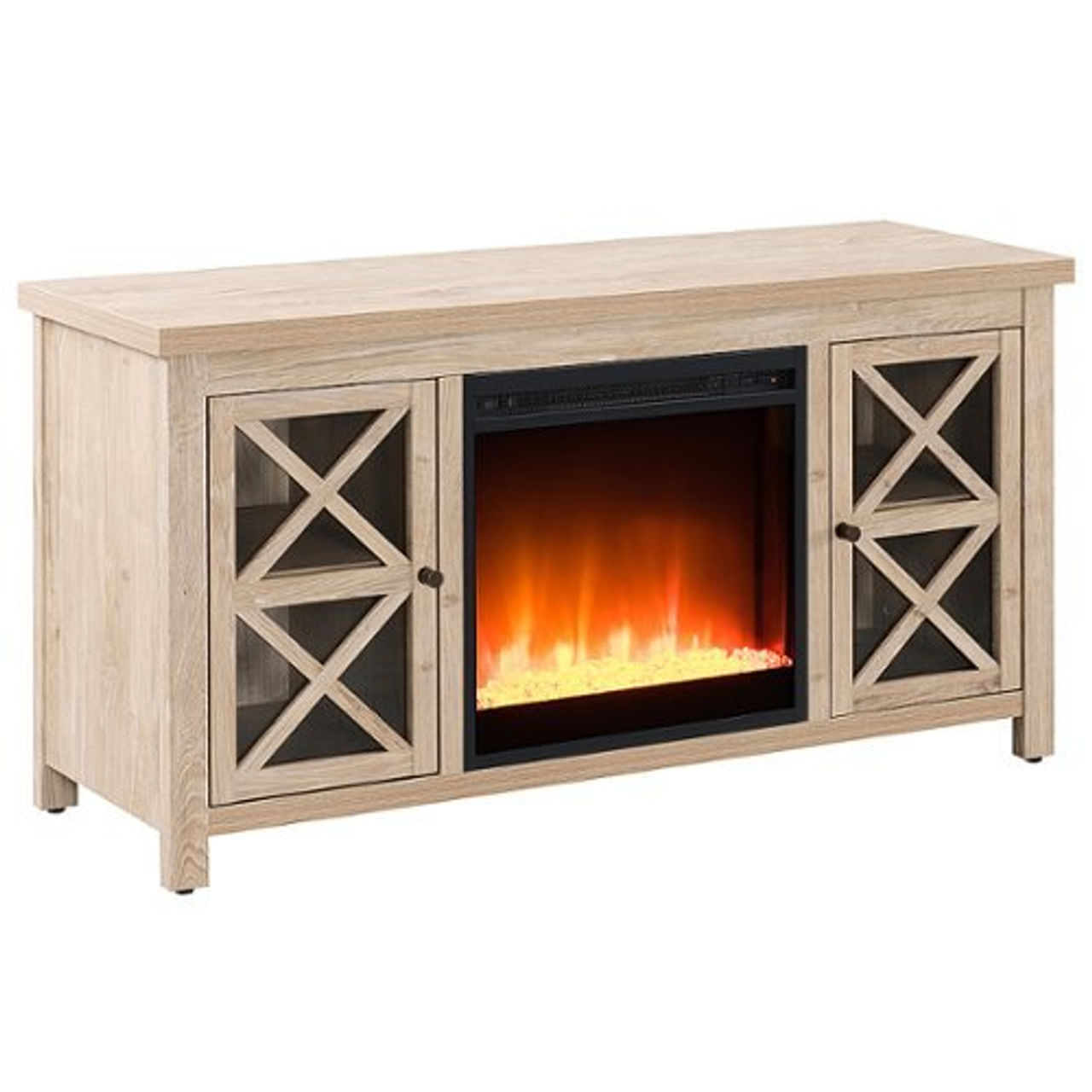 Camden&Wells - Colton Crystal Fireplace TV Stand for TVs up to 55" - White Oak