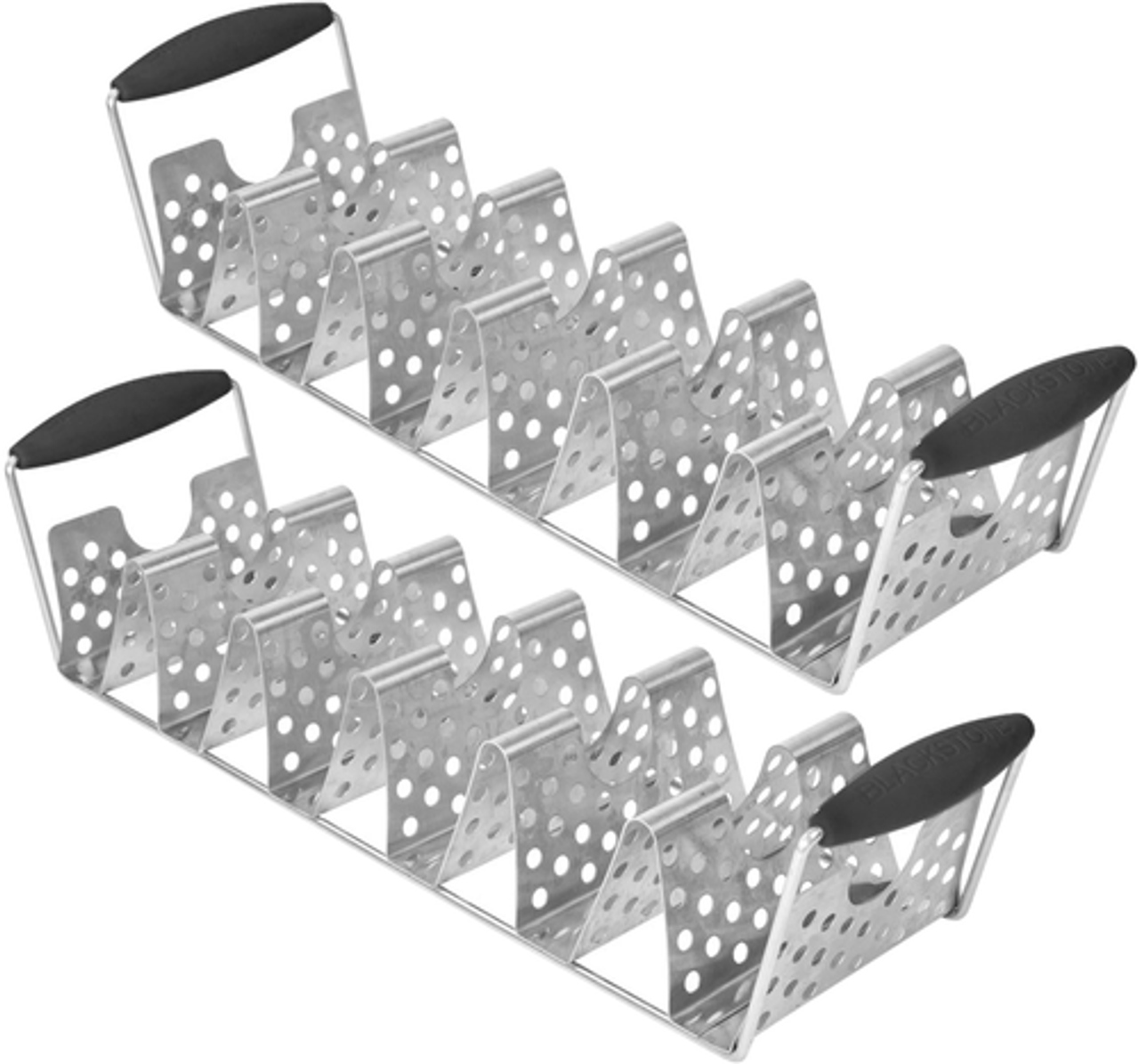 Blackstone - 2 Pack Stainless Steel Taco Rack Pair with Heat-resistant Handles - Silver