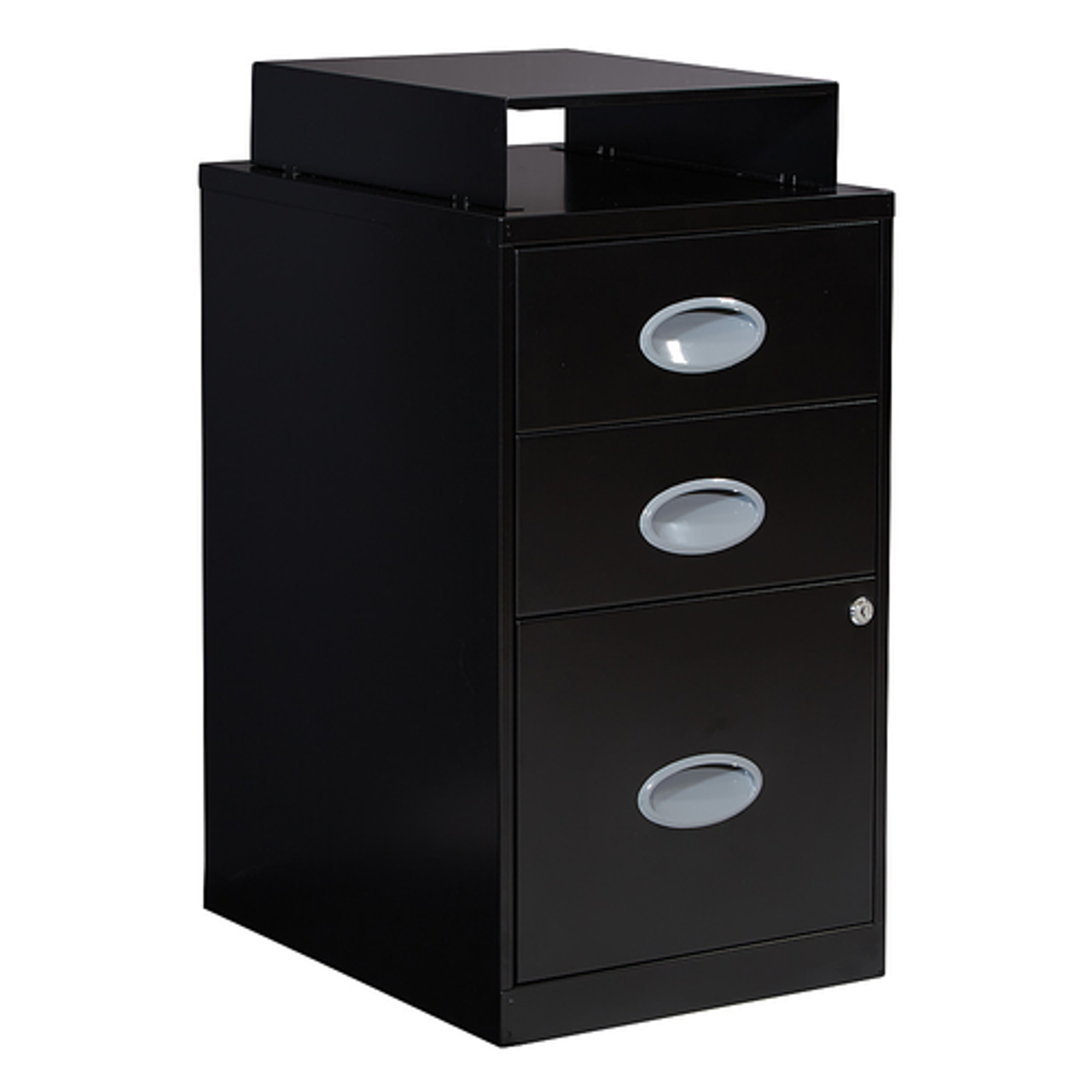 OSP Home Furnishings - 3 Drawer Locking Metal File Cabinet Top Shelf - Black