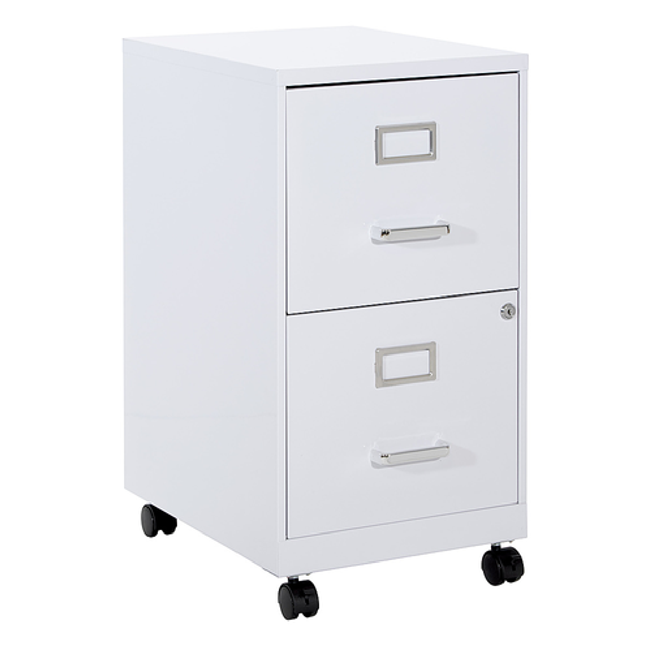 OSP Home Furnishings - 2 Drawer Mobile Locking Metal File Cabinet - White