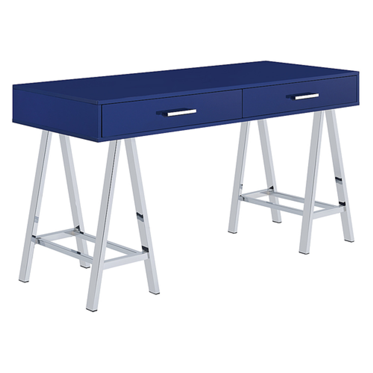 OSP Home Furnishings - Vivid 2 Drawer Desk - Lapis Blue/Chrome