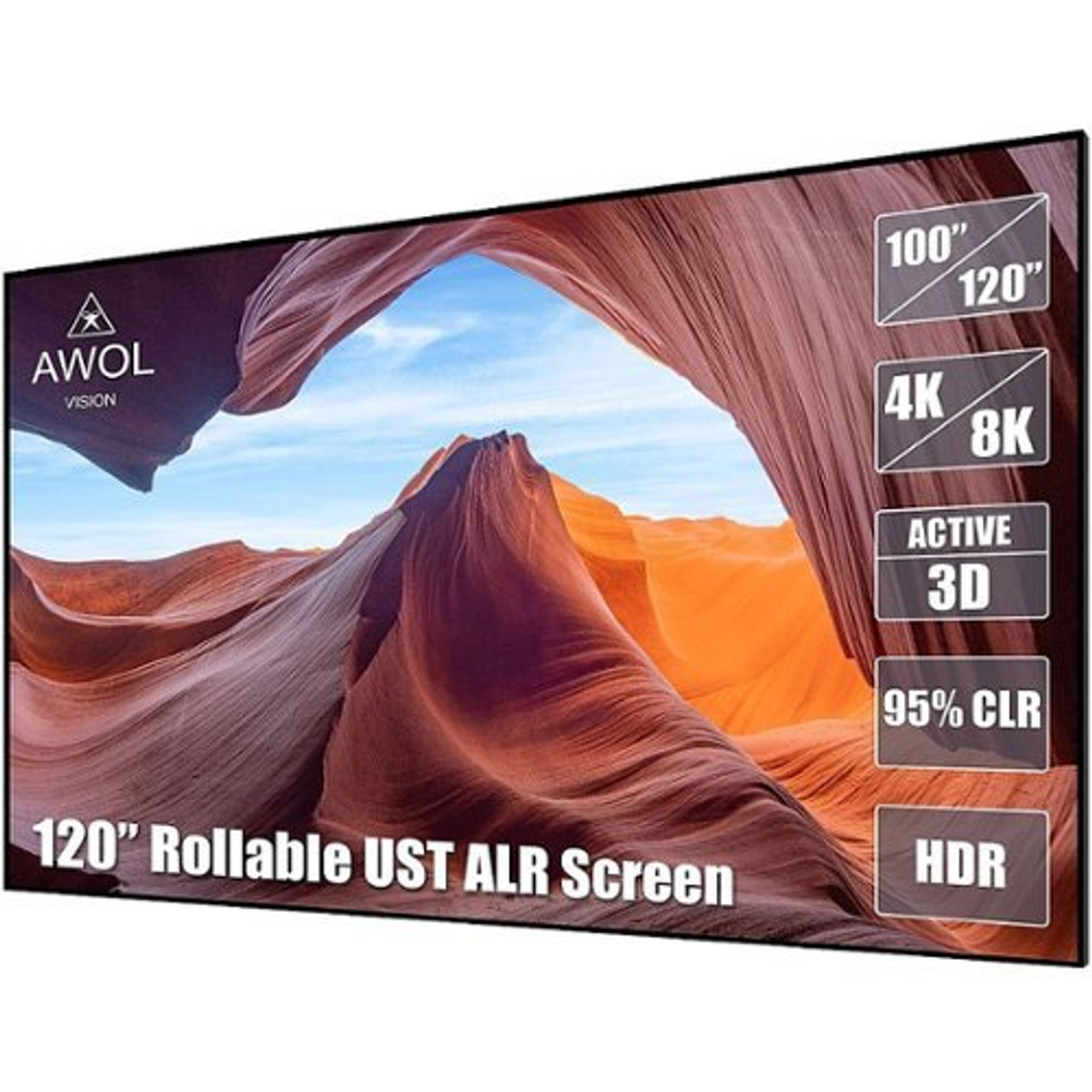 AWOL Vision - 100" Wall Mount Projector Screen - Gray