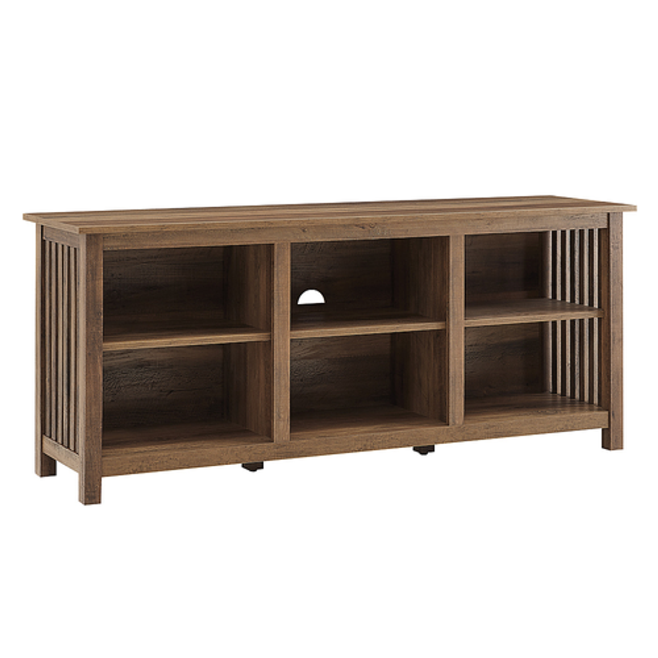 Walker Edison - Mission-Style 6-Cubby TV Stand for TVs up to 65” - Rustic Oak