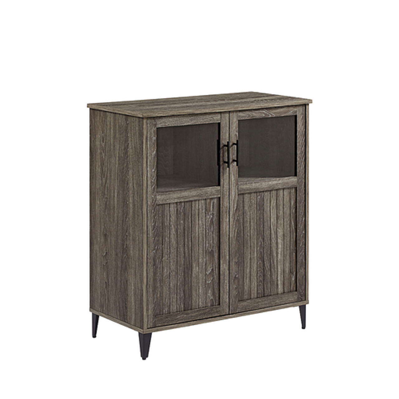 Walker Edison - Classic Grooved Glass-Door Accent Cabinet - Cerused Ash