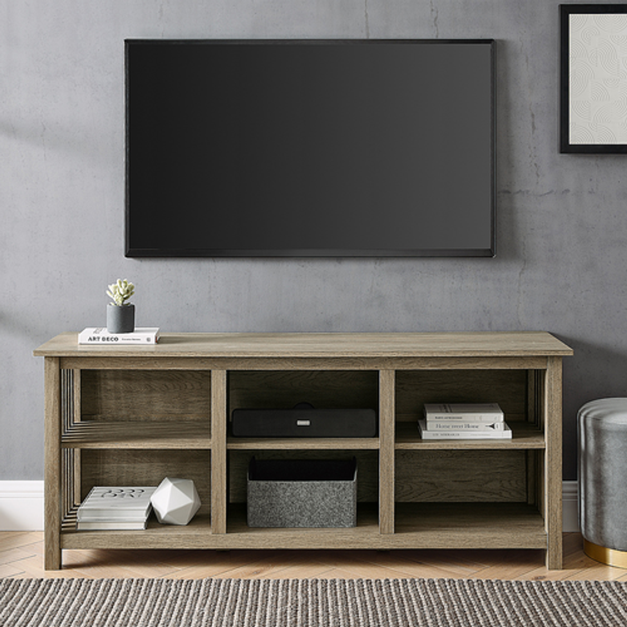 Walker Edison - Mission-Style 6-Cubby TV Stand for TVs up to 65” - Driftwood
