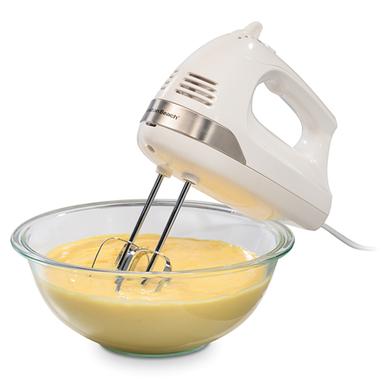 Hamilton Beach 6 Speed Hand Mixer with Easy Clean Beaters and Snap-On Case - WHITE