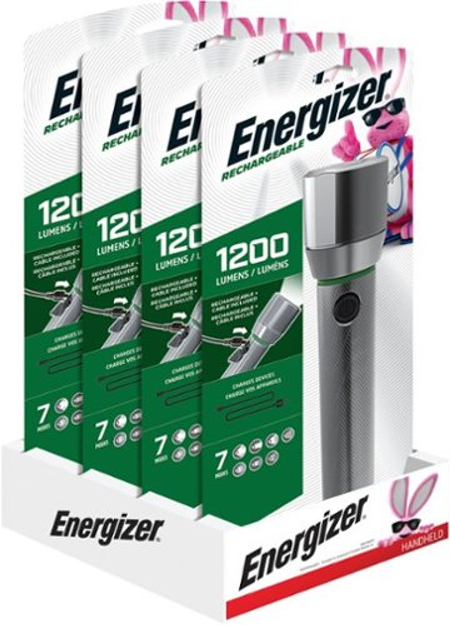 Energizer Vision HD Rechargeable LED Metal Flashlight (includes USB cable for recharging) - black
