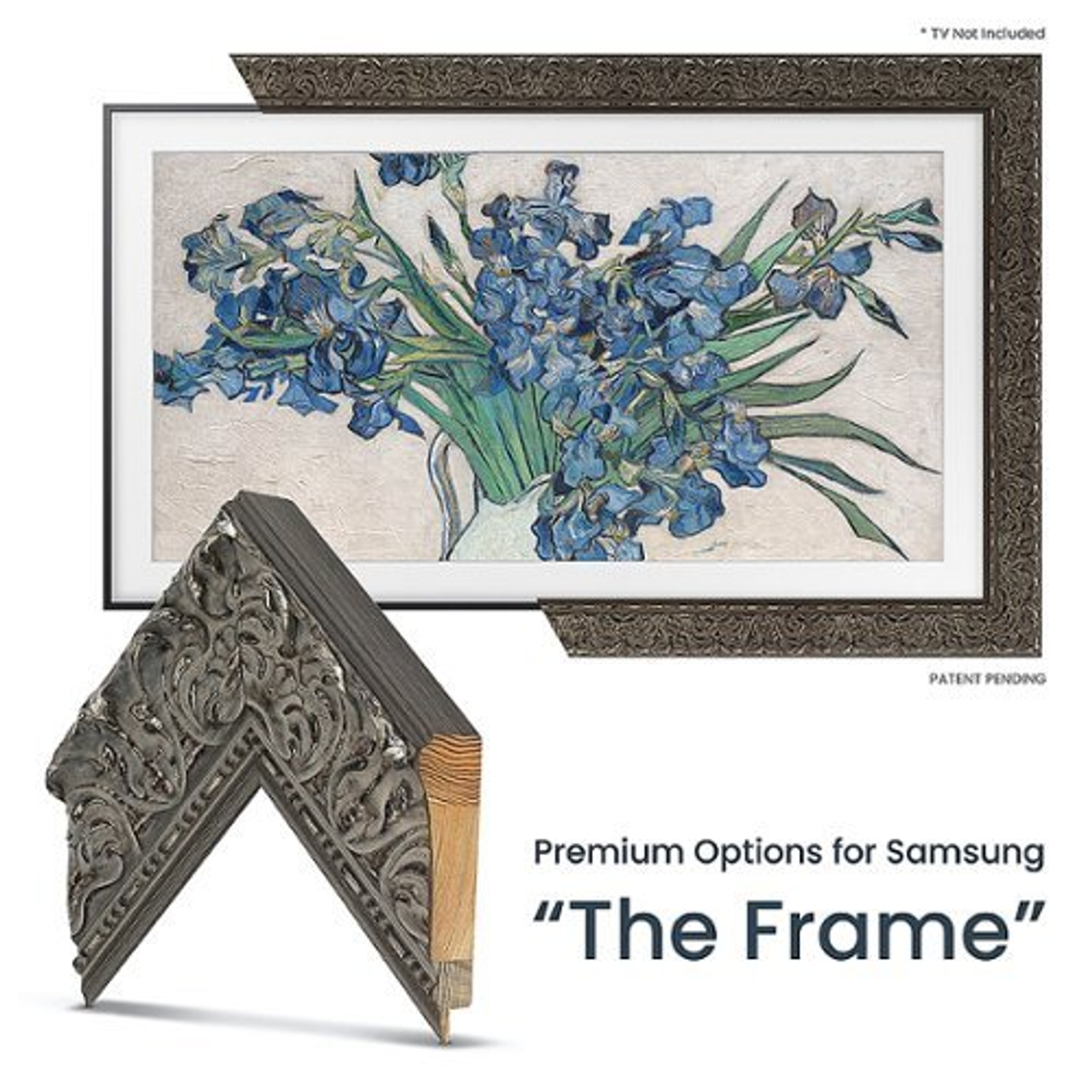 Frame My TV.com - Deco Premiere Bezel for Samsung the Frame TV - 55" (2021-2022) - Tuscan Silver