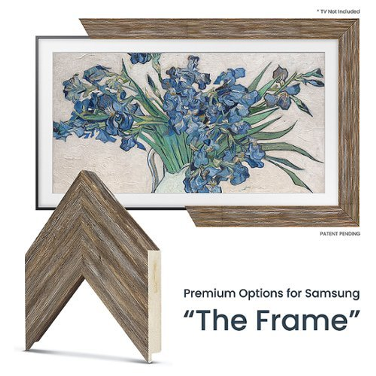 Frame My TV.com - Deco Premiere Bezel for Samsung the Frame TV - 50" (2021-2022) - Distressed Barnwood