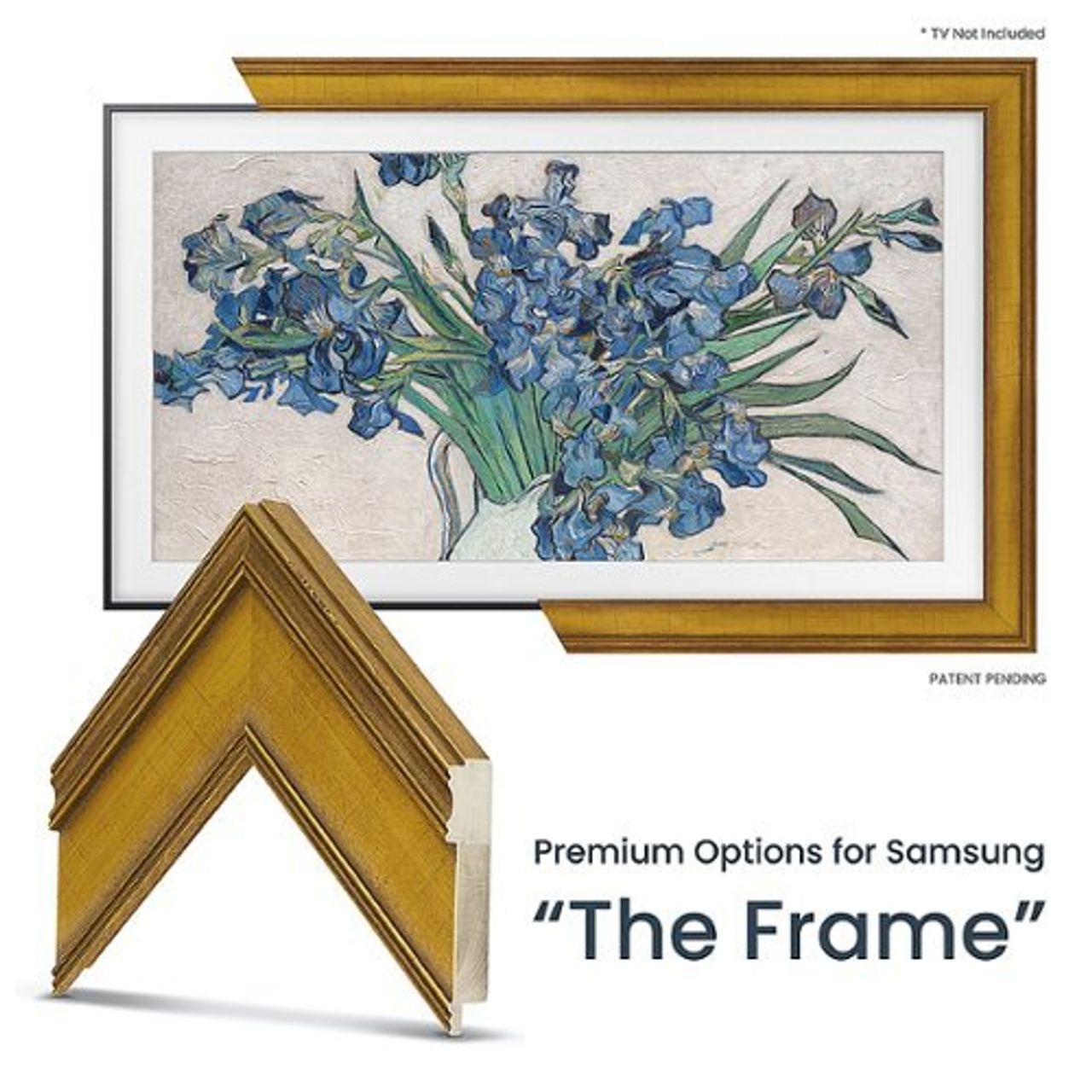 Frame My TV.com - Deco Premiere Bezel for Samsung the Frame TV - 50" (2021-2022) - Antique Gold
