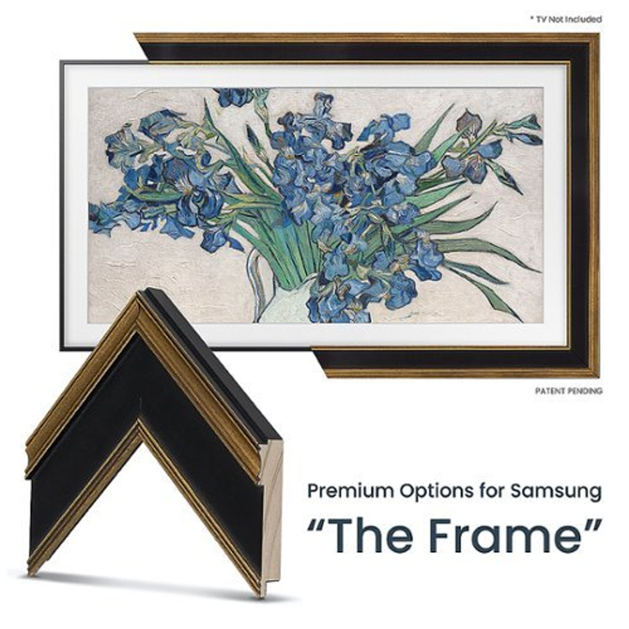 Frame My TV.com - Deco Premiere Bezel for Samsung the Frame TV - 65" (2021-2022) - Antique Gold & Black