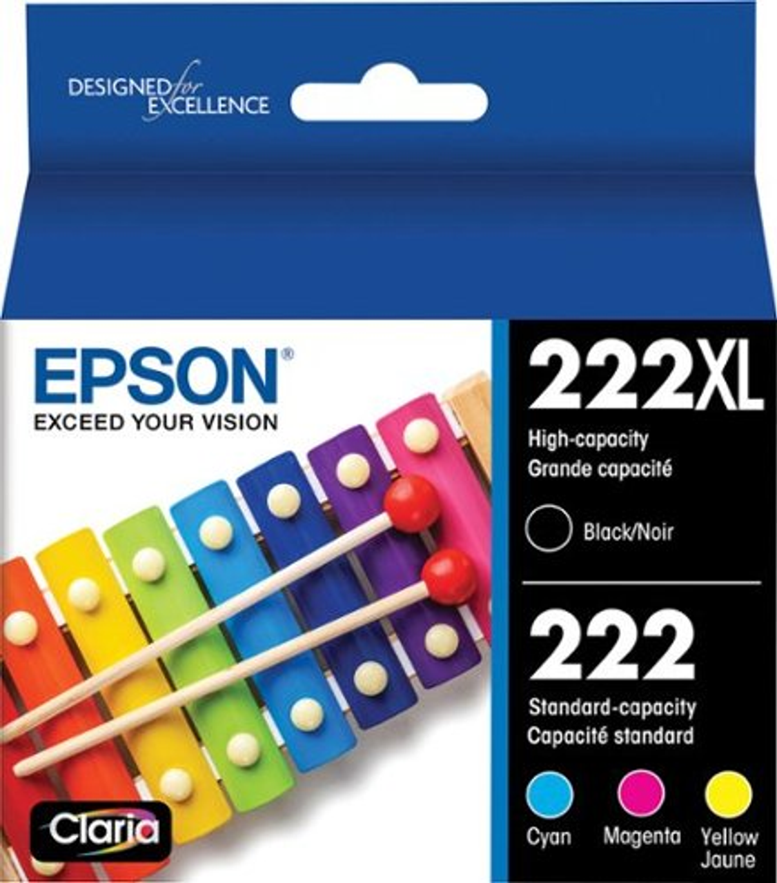 Epson - T222 Blk and Color Combo Ink, High Cap