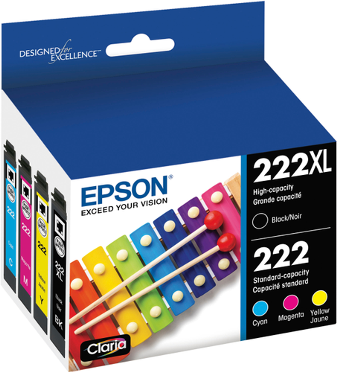 Epson - T222 Blk and Color Combo Ink, High Cap