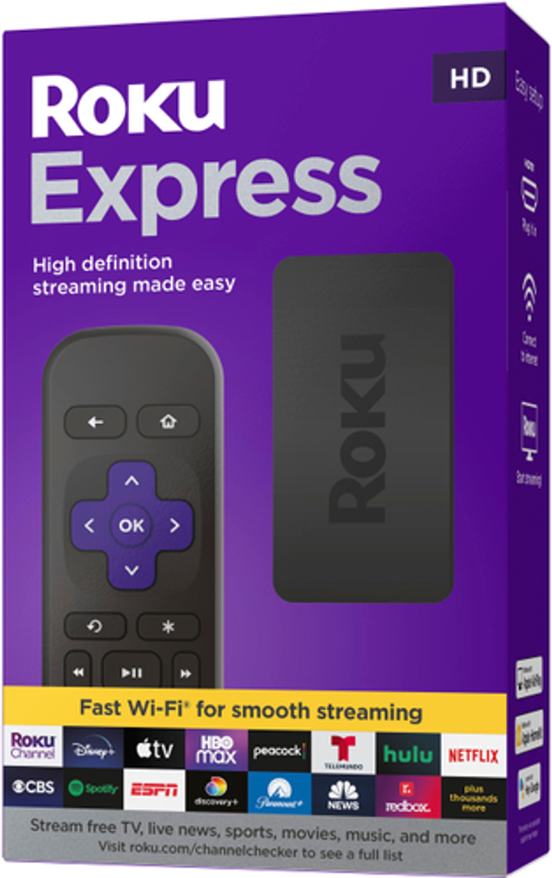 Roku Express (New, 2022) HD Streaming Device with High-Speed HDMI Cable, Simple Remote, and Fast Wi-Fi - Black