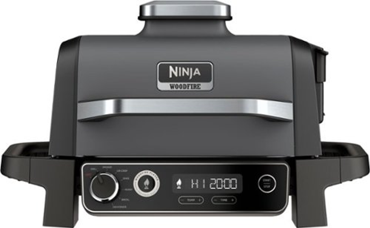 Ninja - Woodfire 7-in-1 Outdoor Grill, Master Grill, BBQ Smoker, & Outdoor Air Fryer with Woodfire Technology - Grey