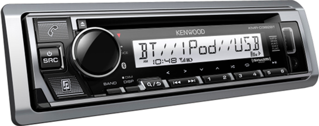 Kenwood - Marine/Motrosports CD/DM Receiver - Built-in Bluetooth - Satellite Radio-Ready with Detachable Faceplate - Silver