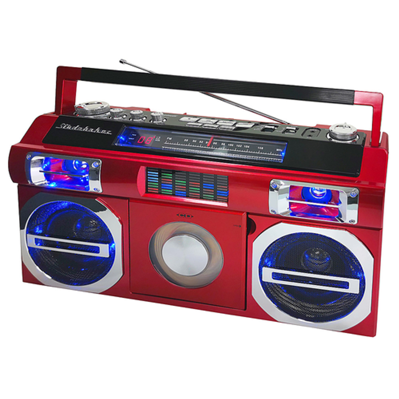 Studebaker - Bluetooth Boombox with FM Radio, CD Player, 10 watts RMS - Red