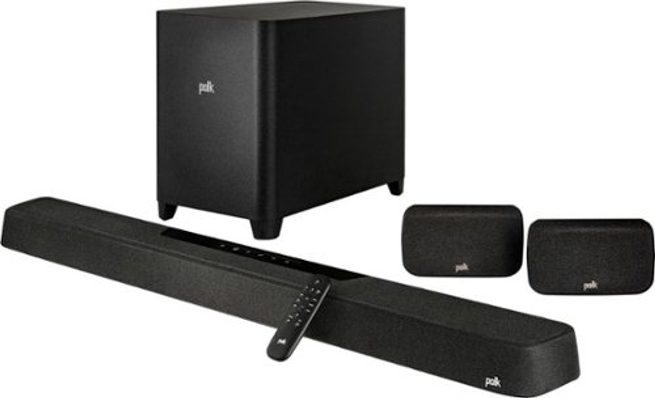 Polk Audio - MagniFi Max AX SR Sound Bar with 10” Wireless Subwoofer& SR2 Surround Speakers (2022 Model), 7.1.2 Channel - Black