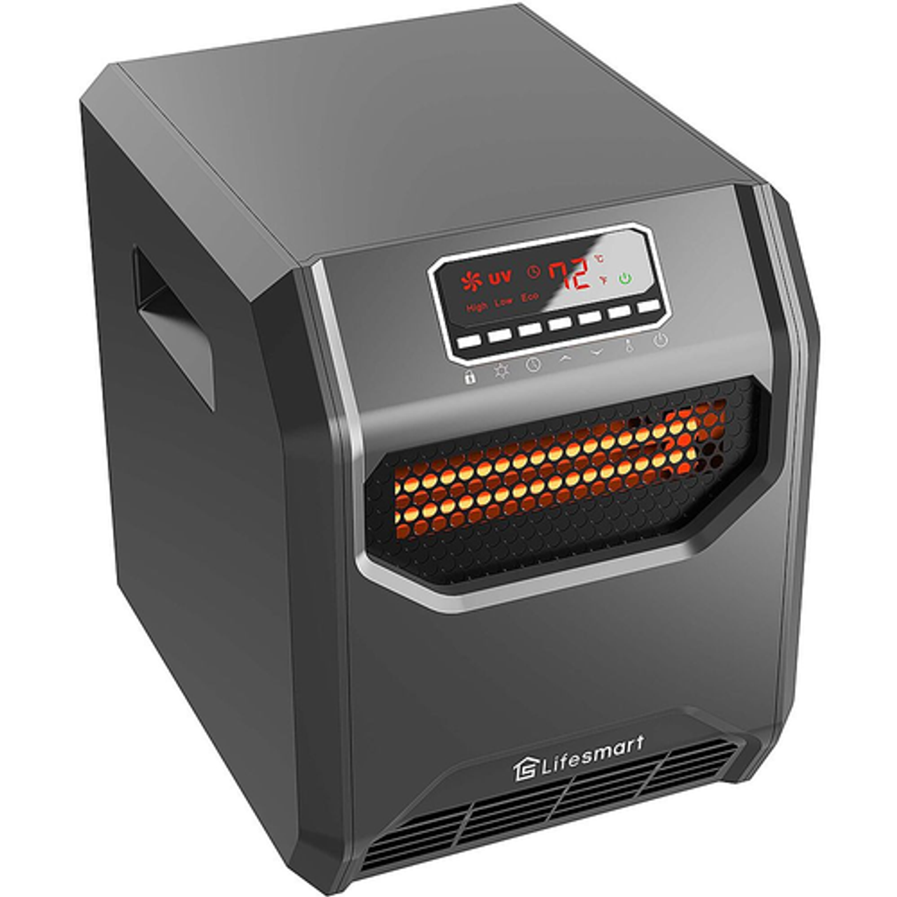 Lifesmart - 6-Element Infrared Heater with Front Intake Vent and UV Light - Black