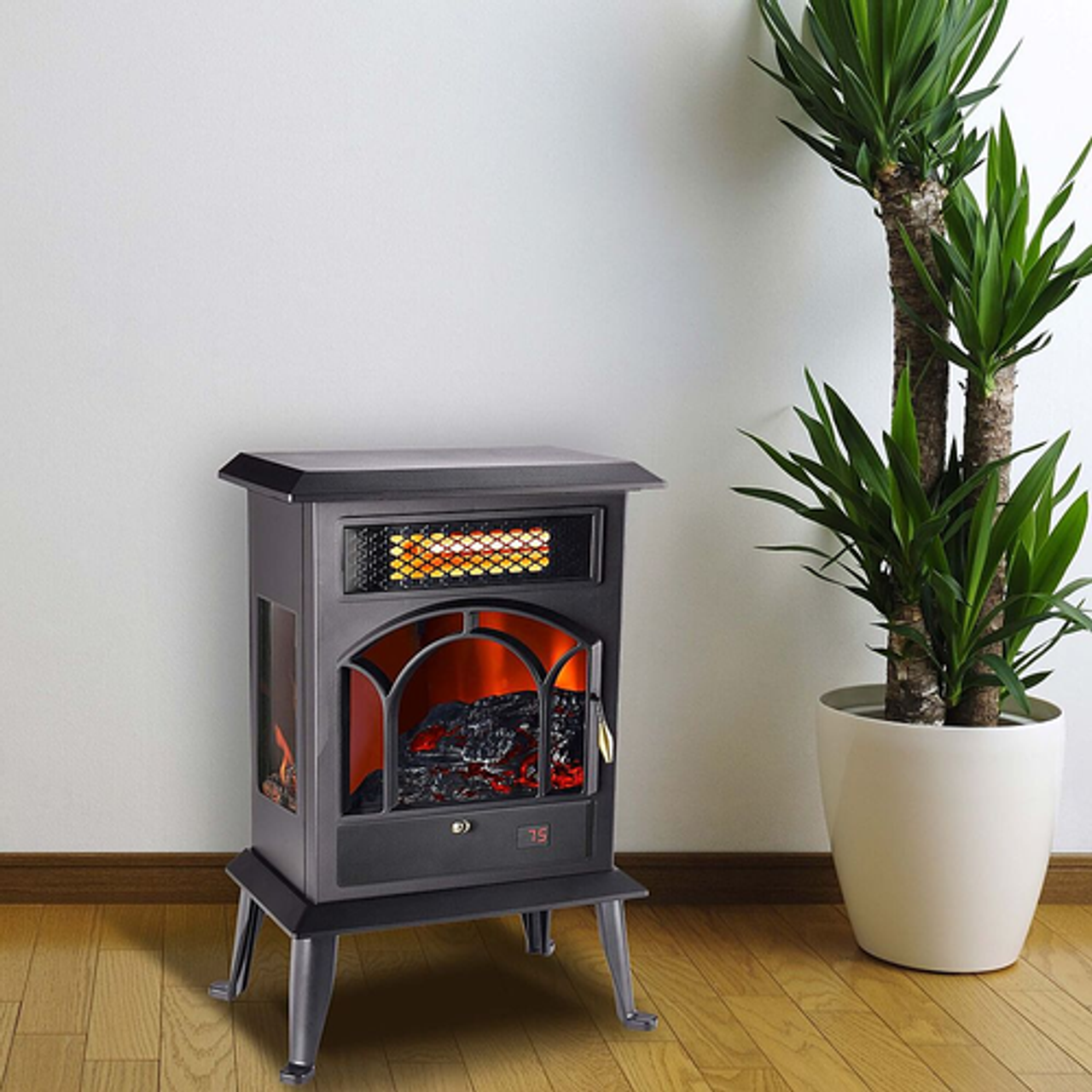 Lifesmart - 3 Sided Infrared Top Vent Stove Heater - Black