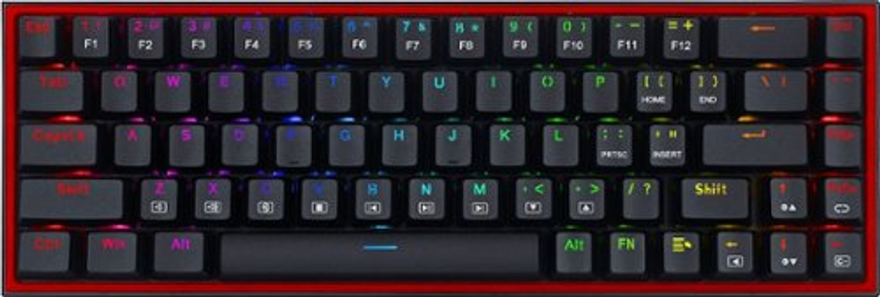 REDRAGON - K631-RGB 65% Wired Mechanical Red Switch Gaming Keyboard with RGB Backlighting - Black