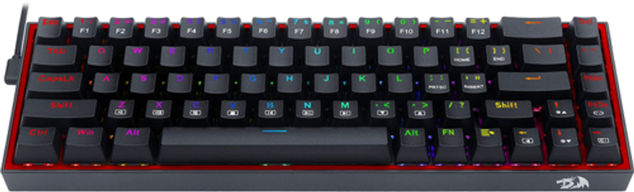 REDRAGON - K631-RGB 65% Wired Mechanical Red Switch Gaming Keyboard with RGB Backlighting - Black