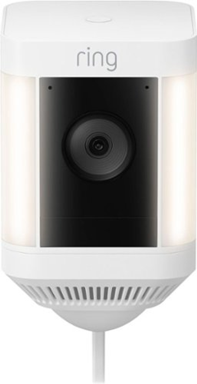 Ring - Spotlight Cam Plus Outdoor/Indoor Wireless 1080p Surveillance Camera - White