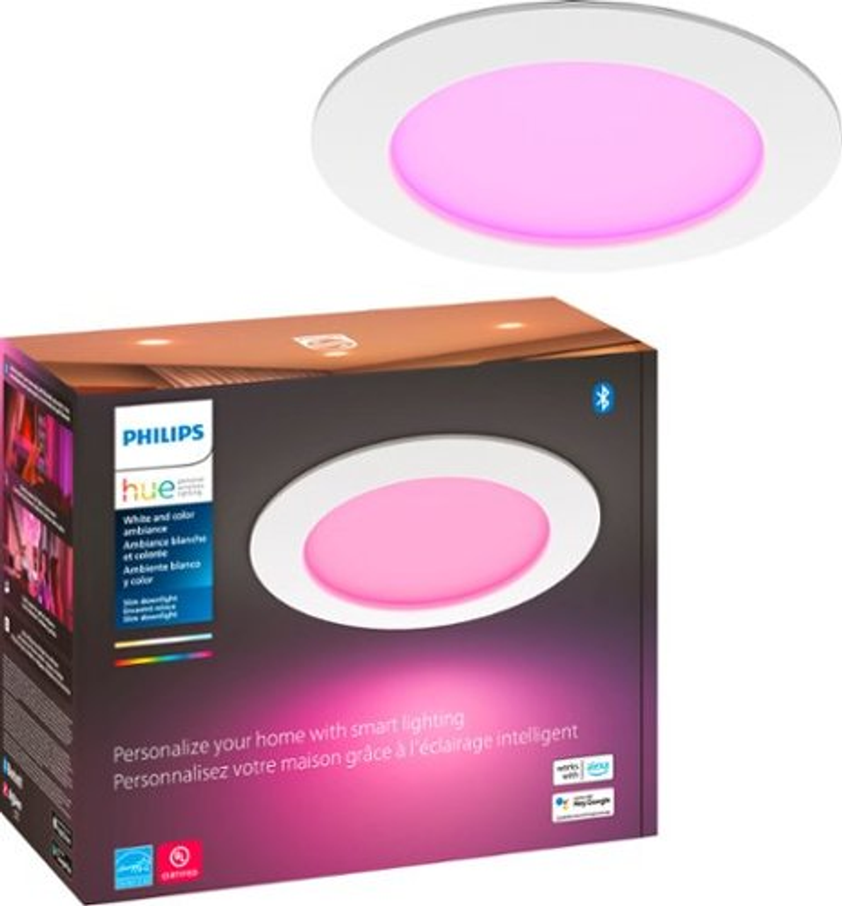 Philips - Hue White and Color Ambiance Slim Downlight 6" - White