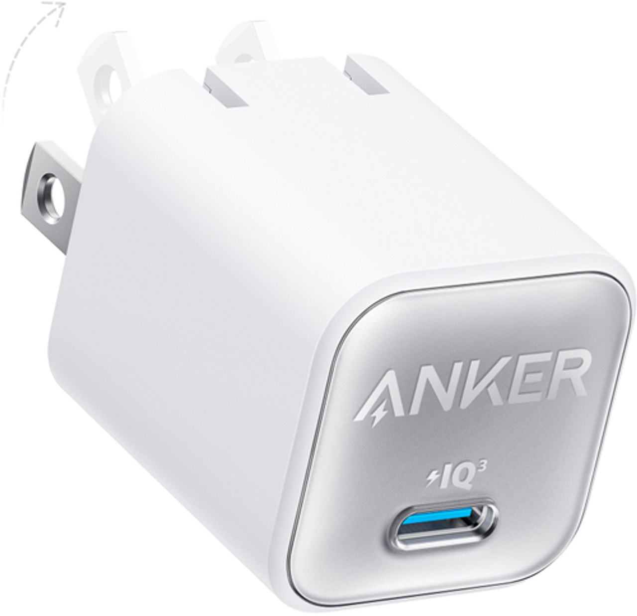 Anker  511 Charger (Nano 3), USB-C GaN Wall Charger 30W, Aurora White - White