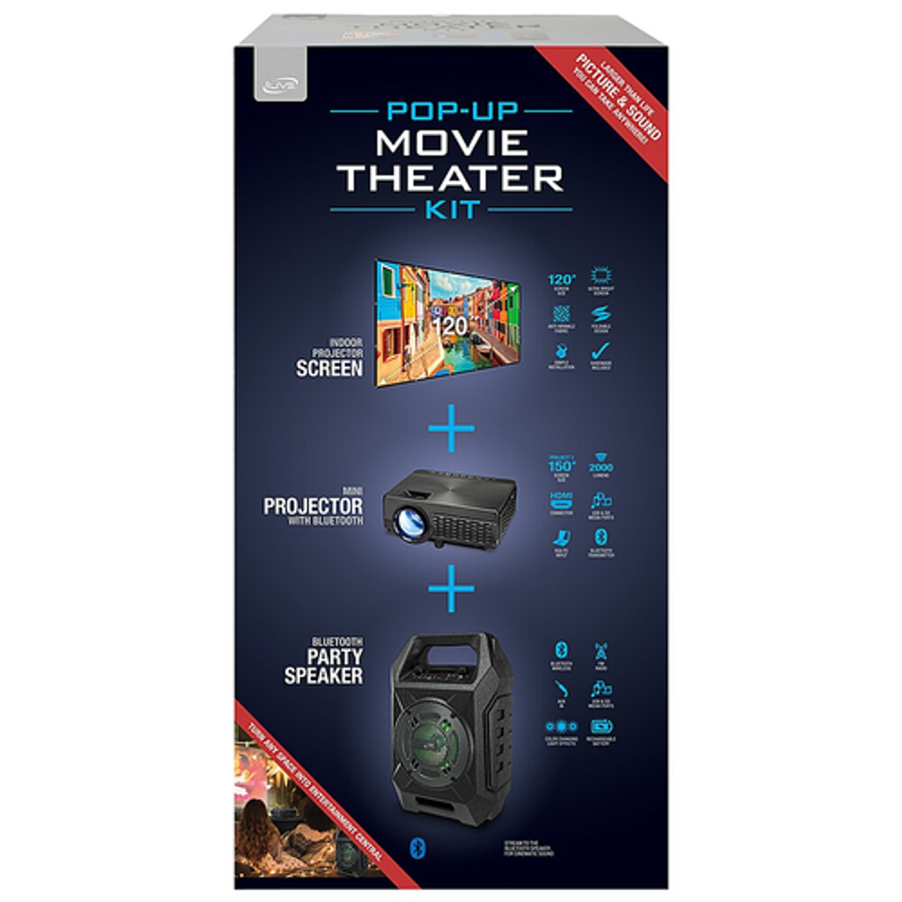 iLive - Pop Up Movie Theater Kit - Black