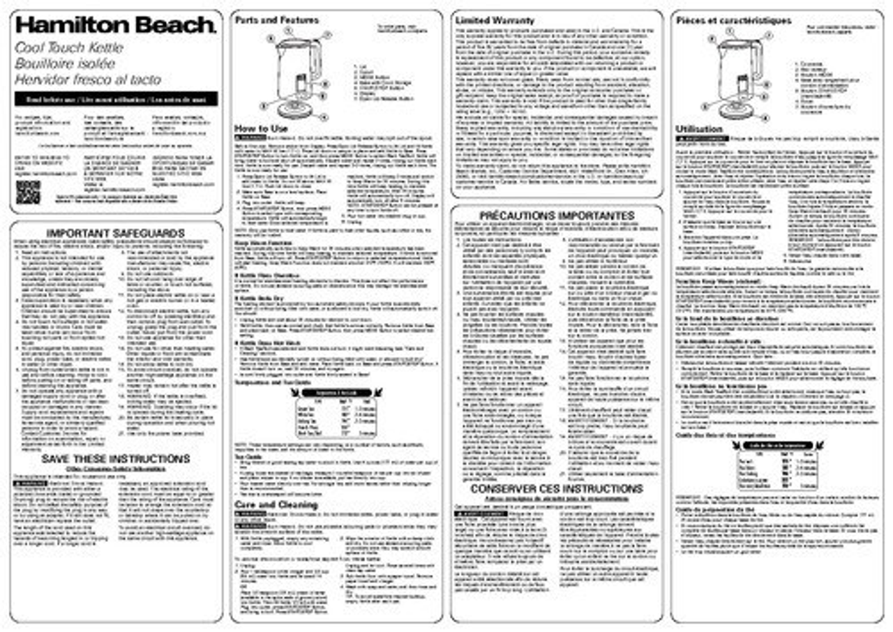 Hamilton Beach Cool-Touch Digital 1.7 Liter Kettle - BLACK