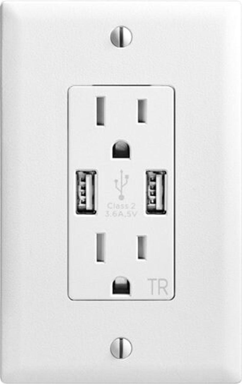 Insignia™ - 2-Outlet In-Wall Surge Protector with 2 USB Ports - White