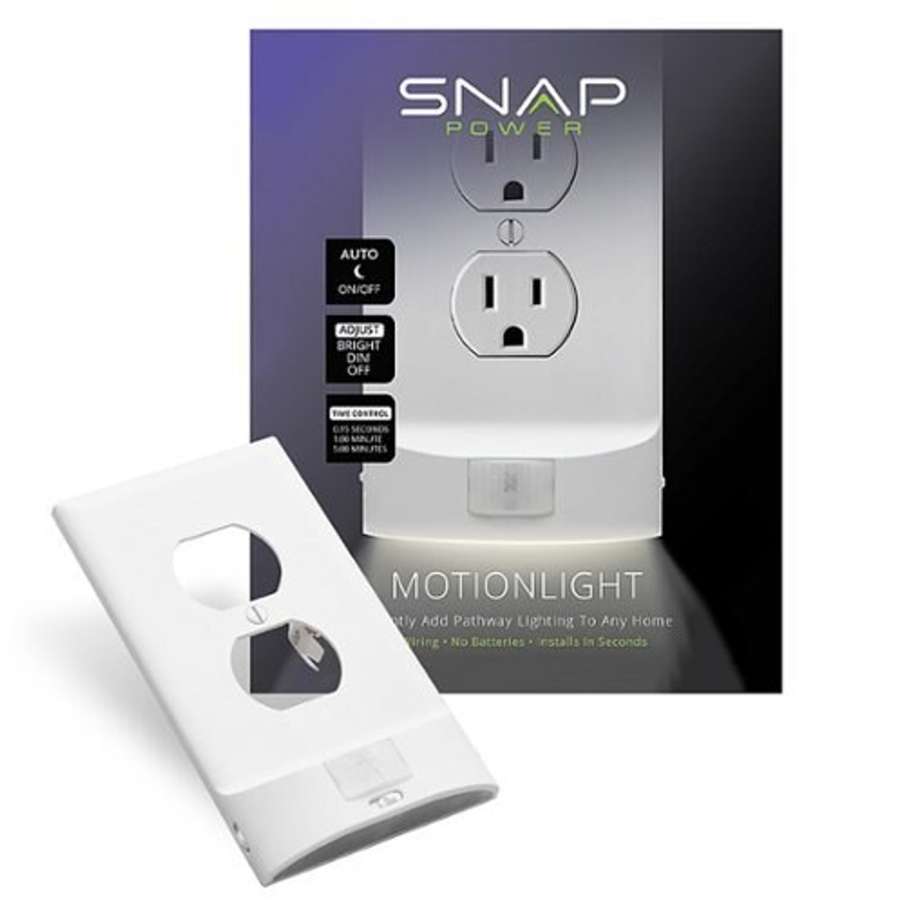 SnapPower - MotionLight Duplex Outlet Wall Plate (2-Pack) - White