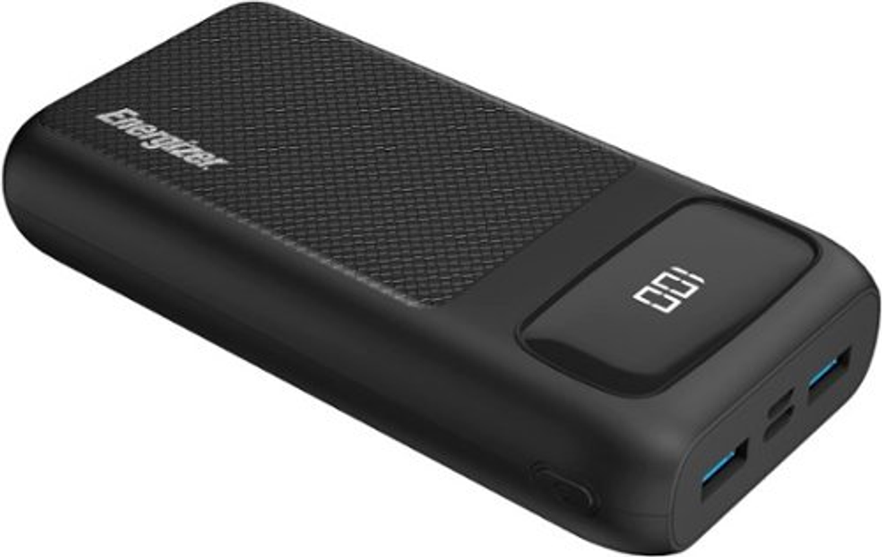 Energizer - MAX 20,000mAh 20W Universal Portable Charger/Power Bank with LCD Display for Apple, Android, & USB Devices - Black