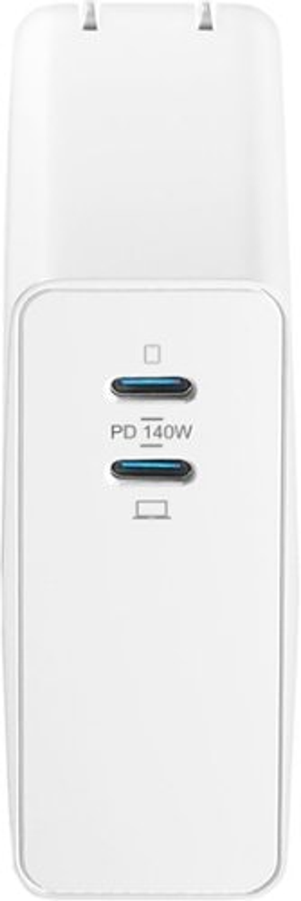 Insignia™ - 140W Dual Port USB-C Compact Wall Charger Kit for MacBook Pro 16” & Other Devices - White