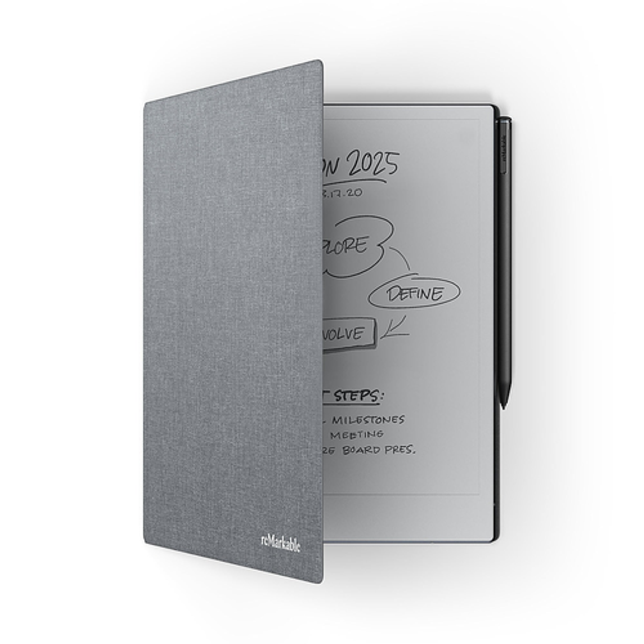 Essentials Bundle: reMarkable 2 Paper Tablet + Marker Plus Digital Pencil + Gray Folio Case + 1 Year Subscription