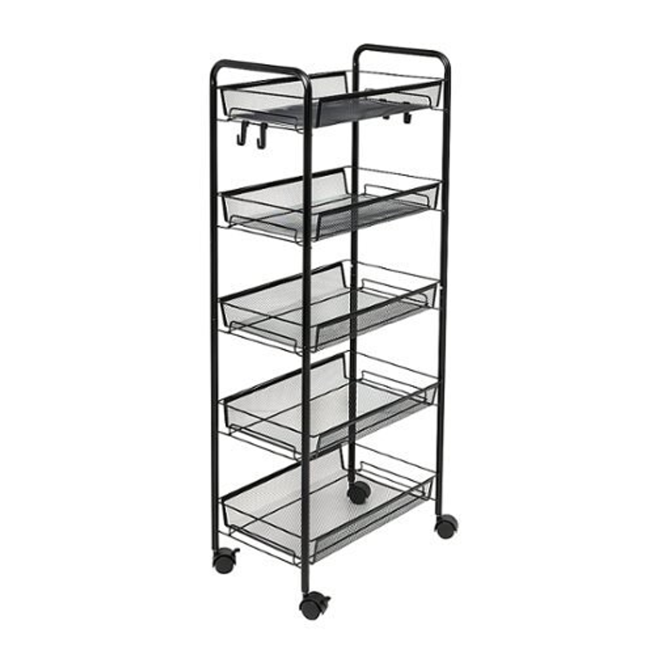 Honey-Can-Do - 5-Tier Rolling Storage Cart on Wheels - Black