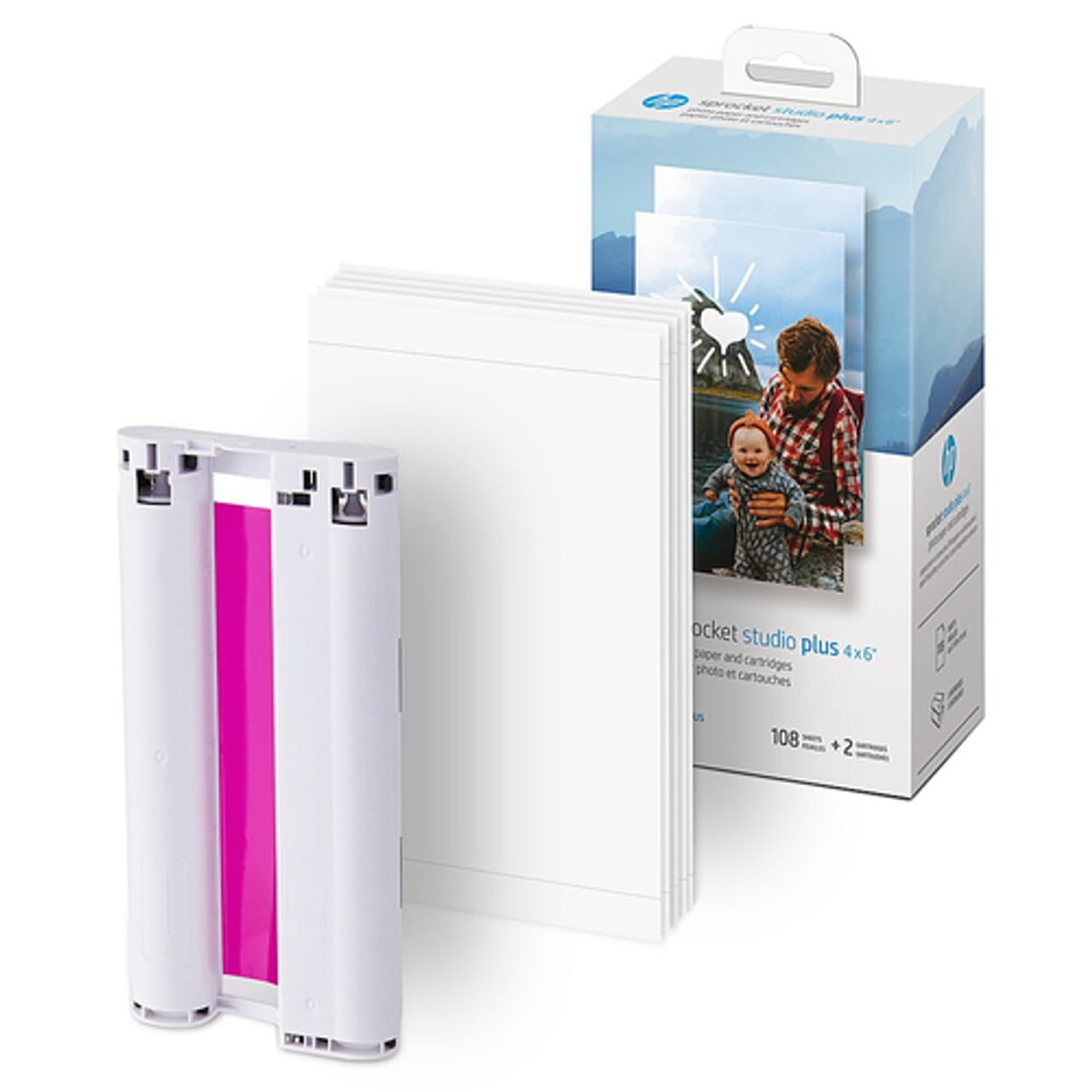 HP Sprocket Studio Plus 108 Sheets and 2 Cartridges for 4x6 prints - White