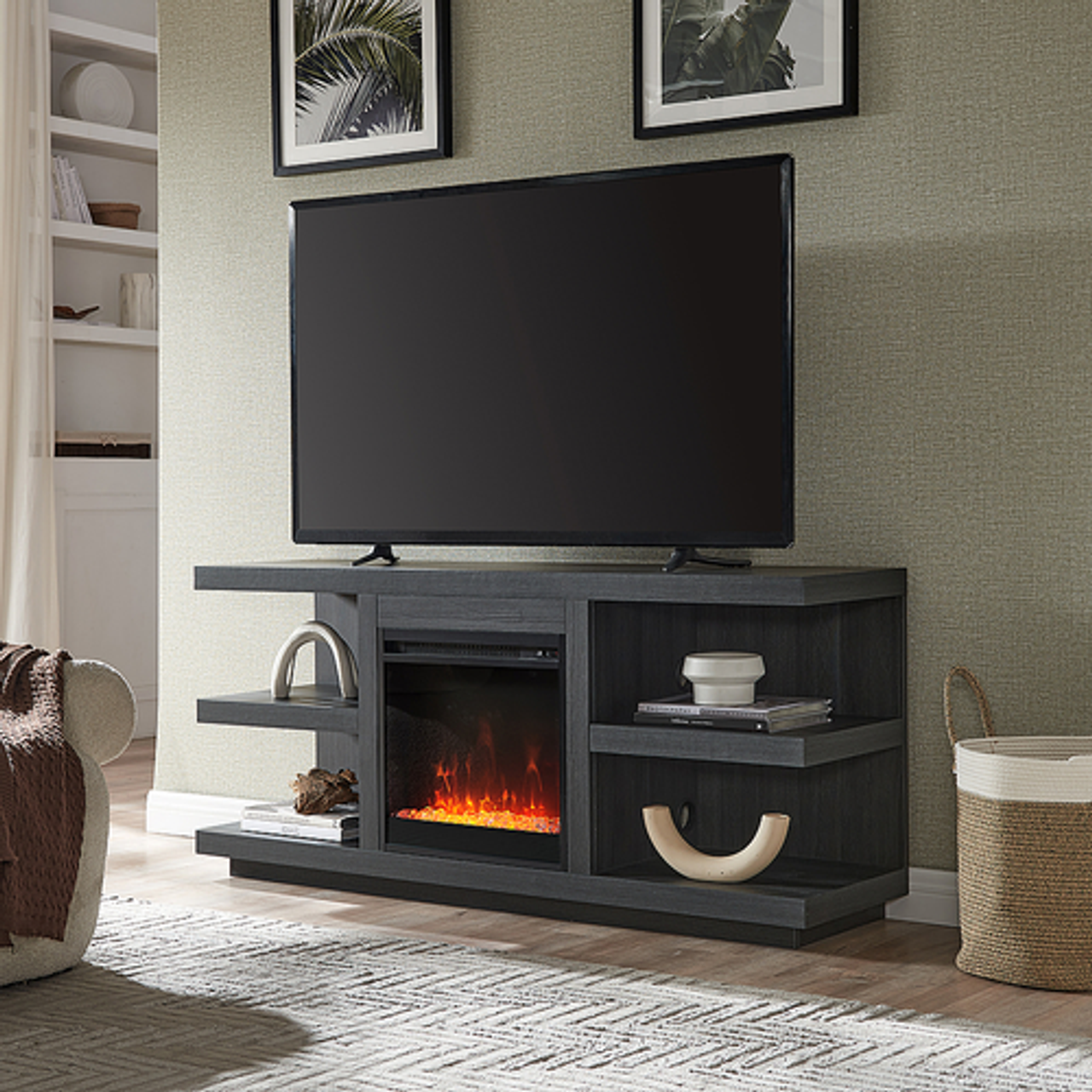 Camden&Wells - Maya Crystal Fireplace TV Stand for Most TVs up to 65" - Charcoal Gray