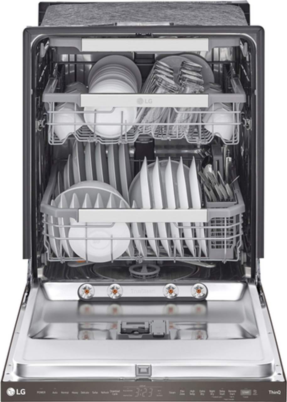 LG - 24" Top Control Smart Built-In Stainless Steel Tub Dishwasher with 3rd Rack, QuadWash Pro and 44dba - PrintProof Black Stainless
