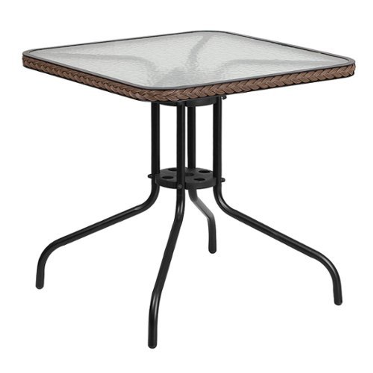 Flash Furniture - Barker Contemporary Patio Table - Clear Top/Dark Brown Rattan