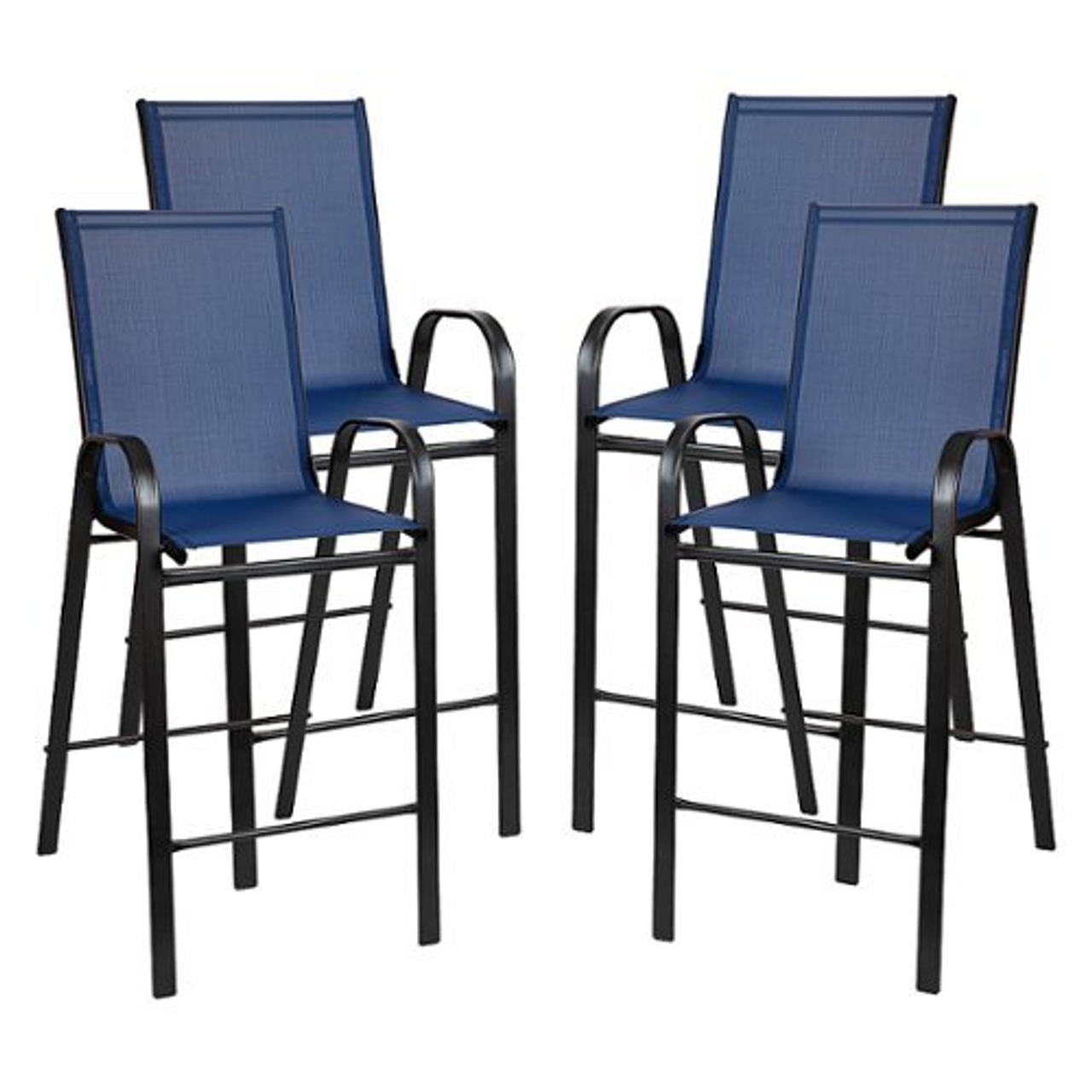 Flash Furniture - Brazos Modern Fabric Patio Barstool (set of 4) - Navy