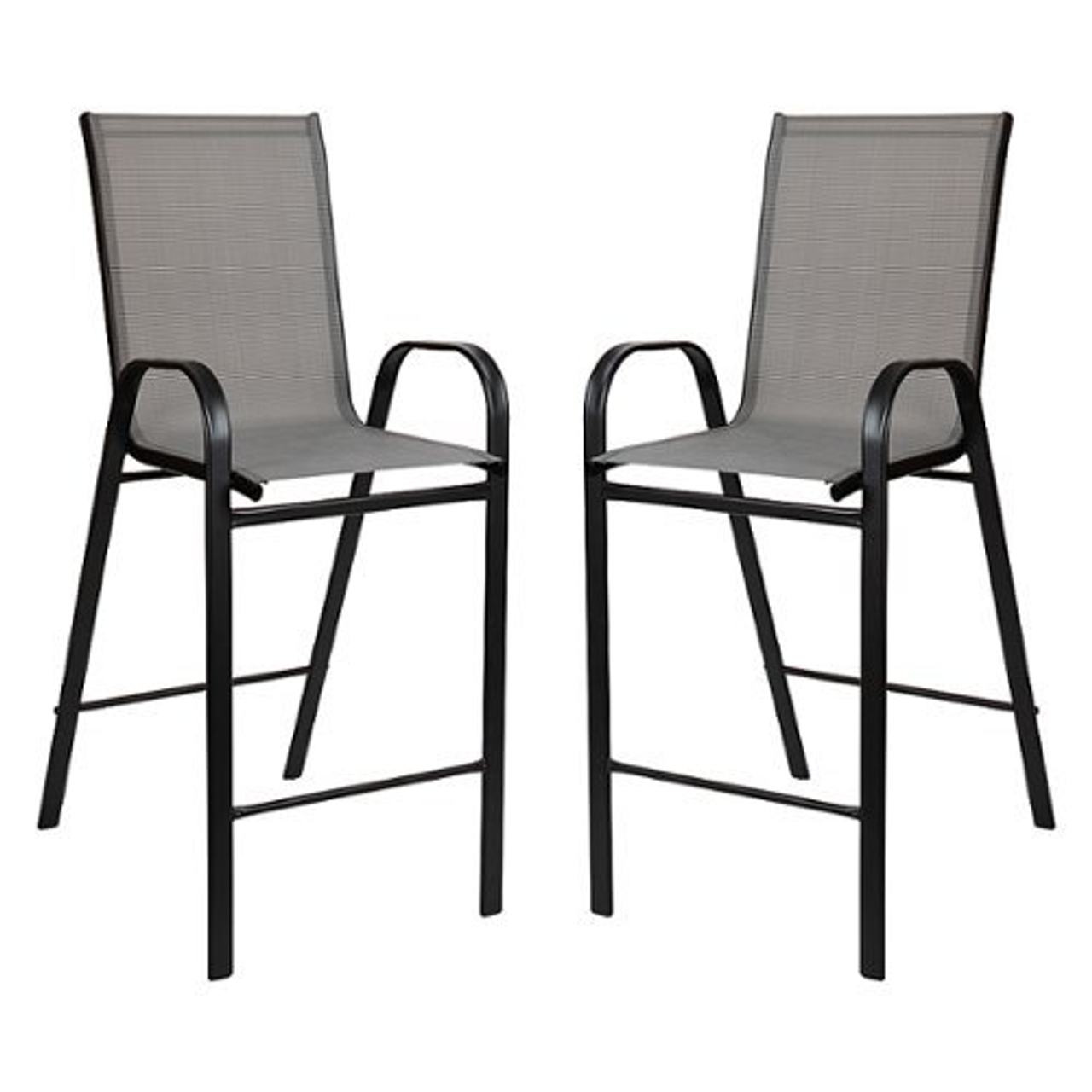 Flash Furniture - Brazos Modern Fabric Patio Barstool (set of 2) - Gray