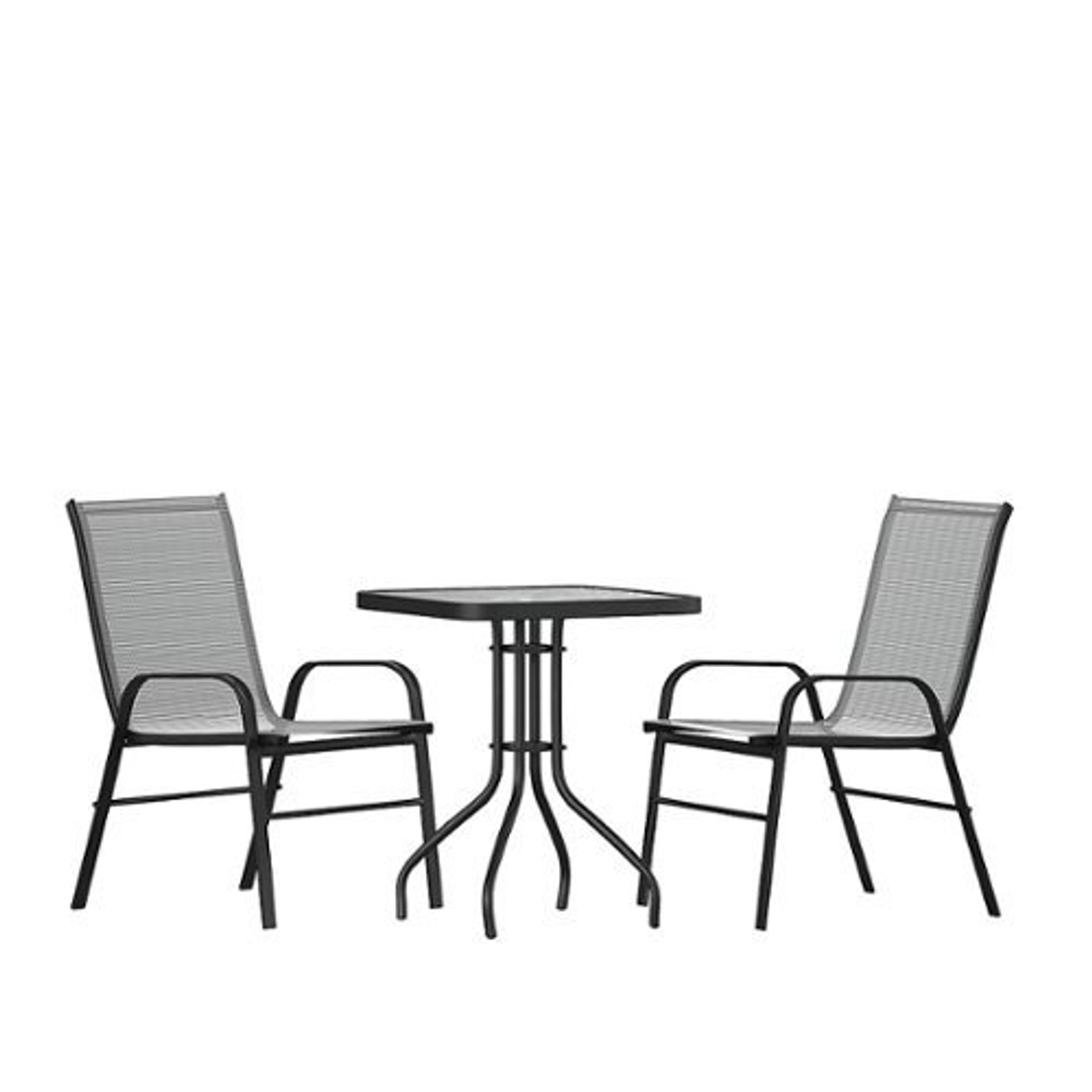 Flash Furniture - Brazos Outdoor Square Contemporary  3 Patio Table and Chair Set - Gray