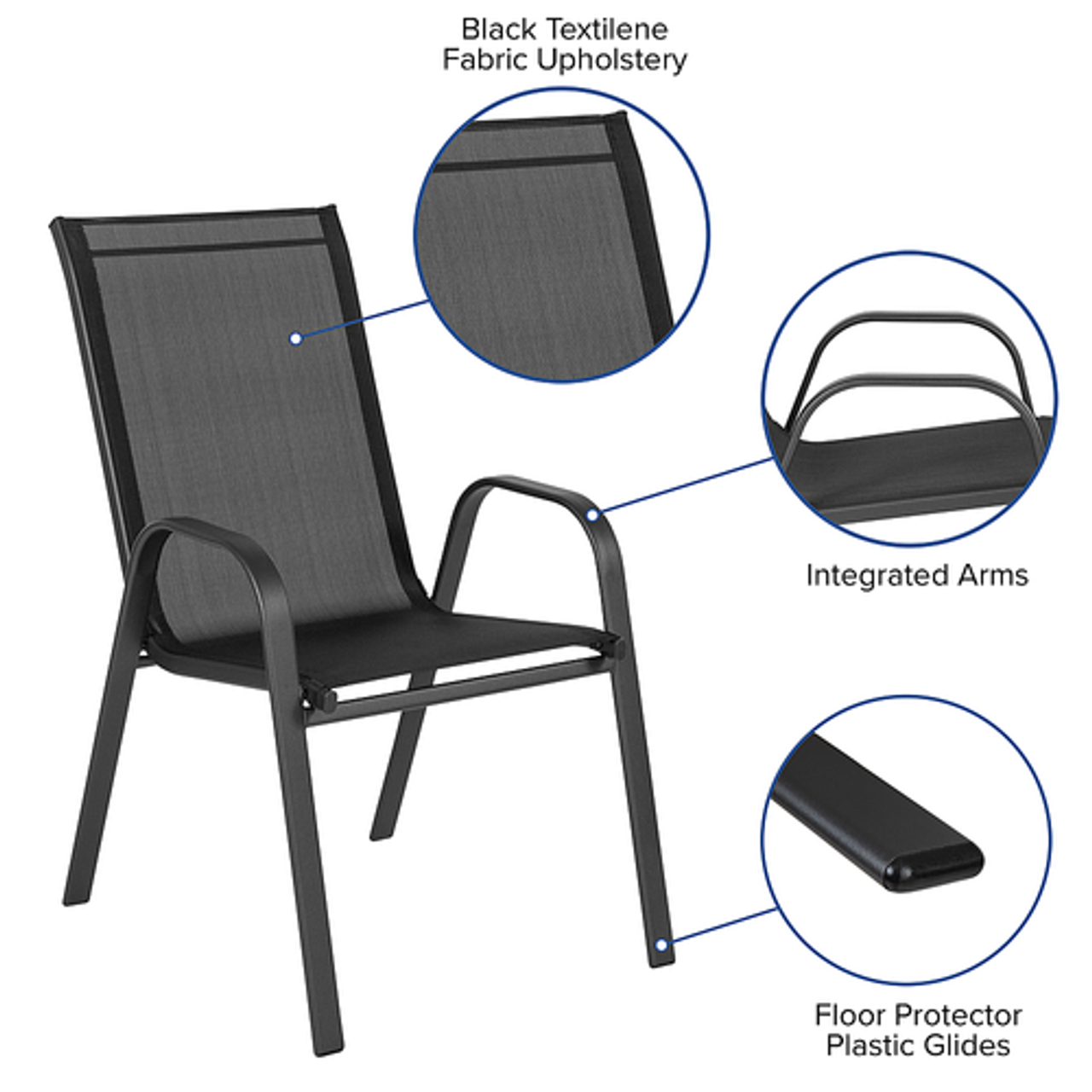 Flash Furniture - Brazos Patio Chair (set of 4) - Black