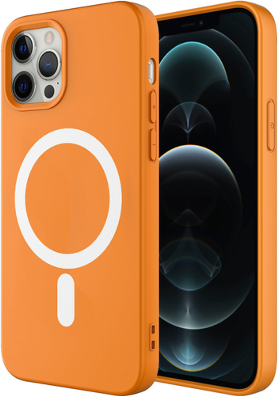 AMPD - Real Feel Soft Case with MagSafe for Apple iPhone 12 Pro / iPhone 12 - Orange