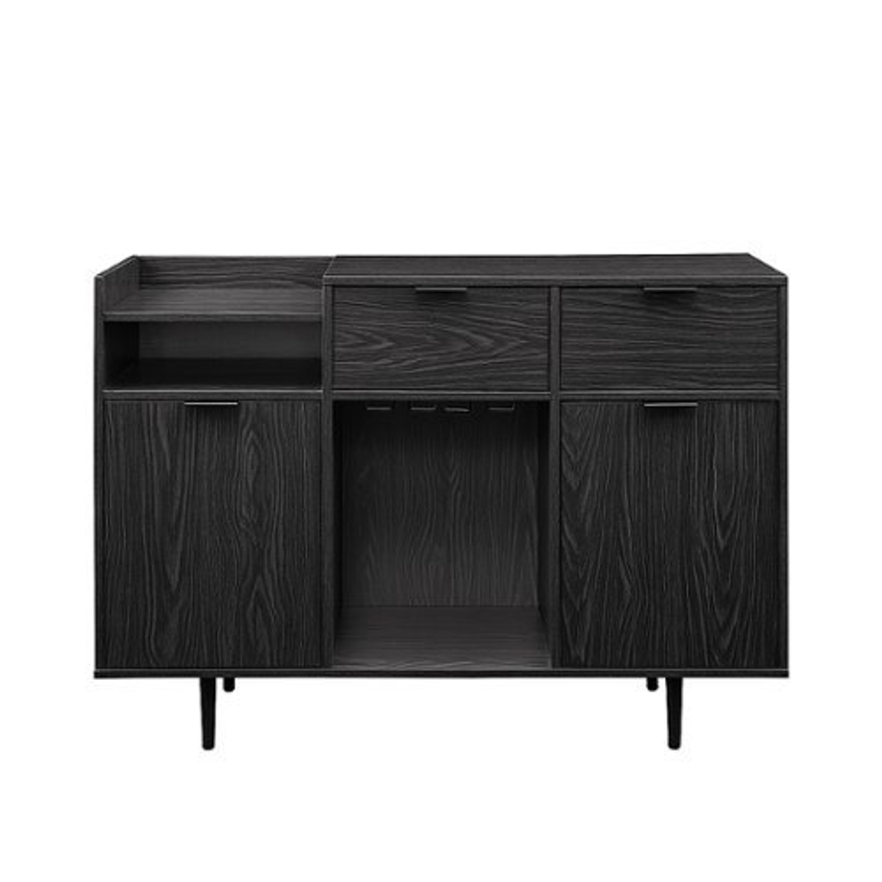 Walker Edison - Modern Open and Closed-Storage Bar Cabinet - Black