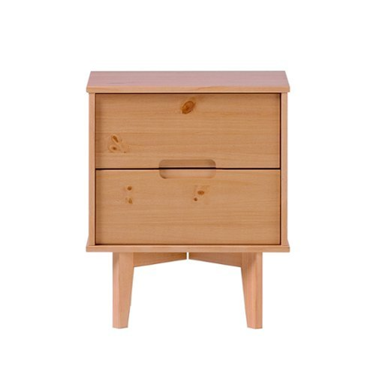 Walker Edison - Mid-Century Modern Solid Wood 2-Drawer Nightstand - Natural Pine