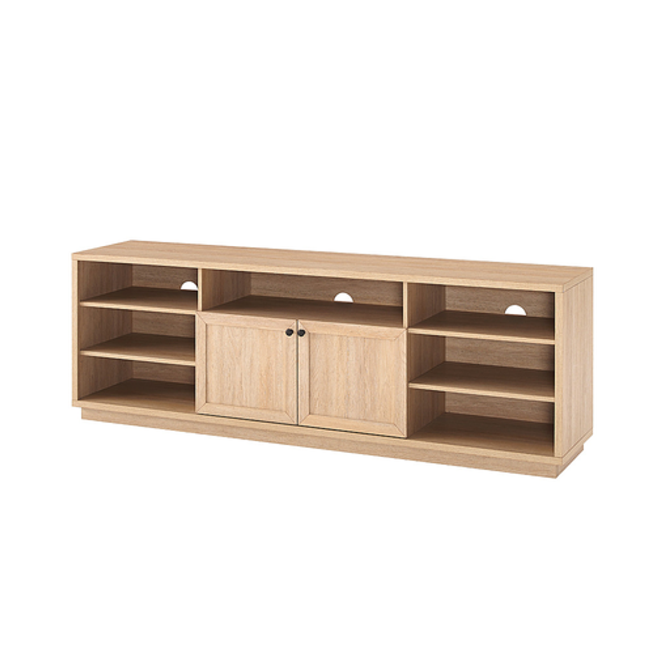 Walker Edison - Transitional Open and Closed-Storage Media Console for TVs up to 75” - Coastal Oak